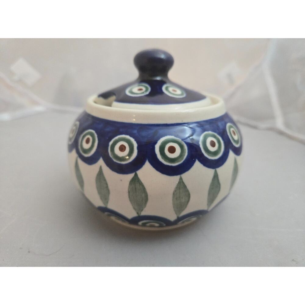 Polish Pottery Sugar Bowl – Handmade Stoneware by Zaklady Boleslawiec